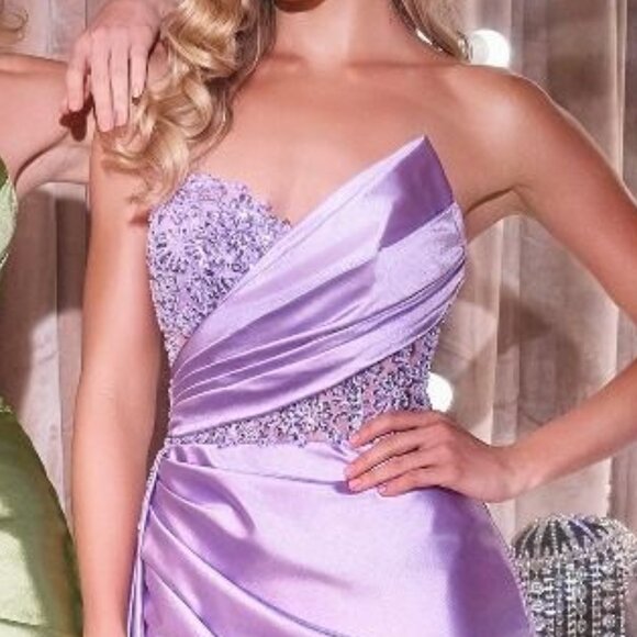 New Lavender One Shoulder Sheath Ceremonial Dress w/ Sequins Embroidery J887 - Picture 8 of 9